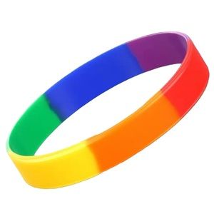 New Rainbow Silicone Bracelet Wristlet Wristband Lesbian Gay Pride Flag